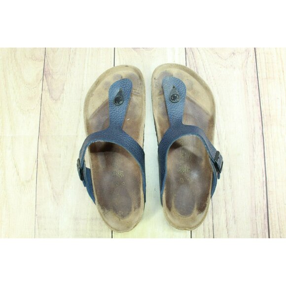 Birkenstock Gizeh Blue Leather T Strap Slip-on Thong Sandals Size 40 US 9 - Picture 7 of 9